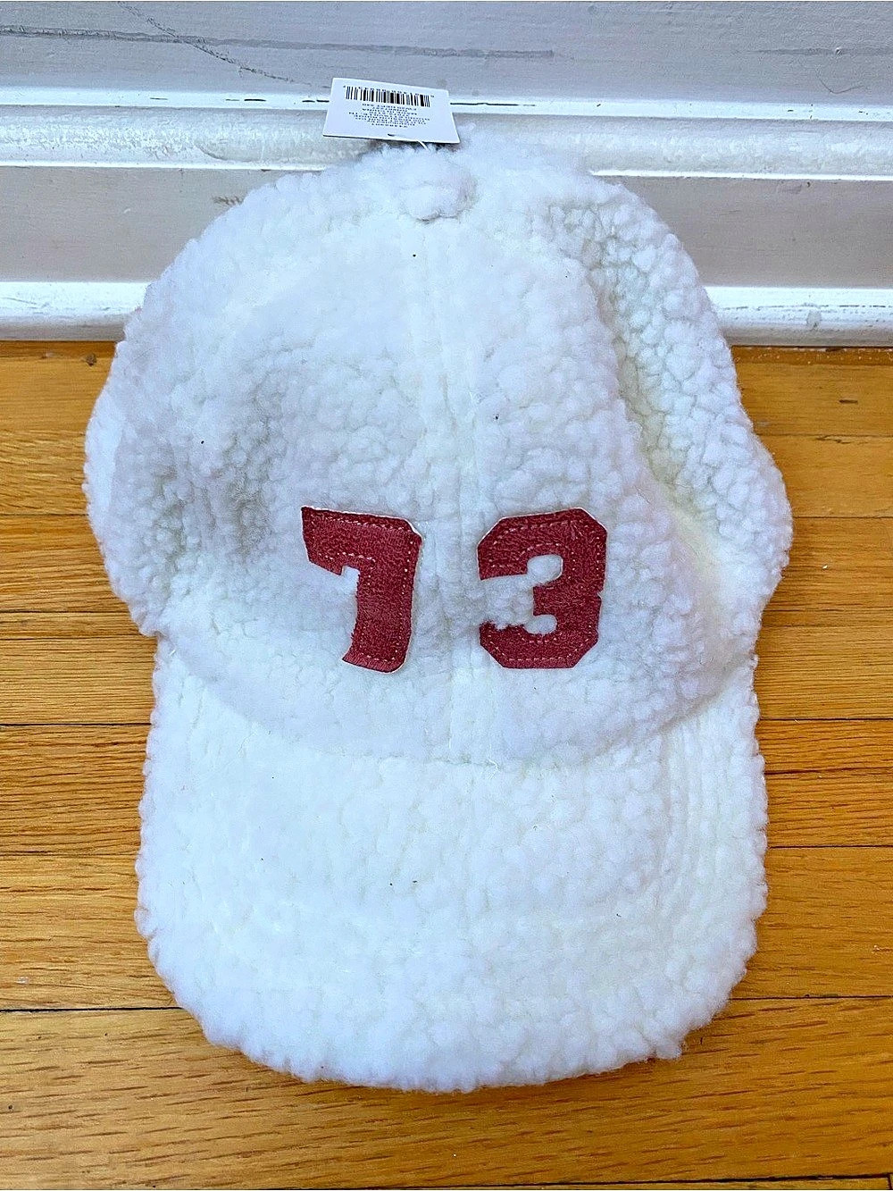 Old East Main Co. Kids White & Red Sherpa Hat with 73